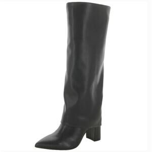 Marc Fisher Fadila Foldover Boots 7.5 Black NWT Tall Knee High Heel Glam